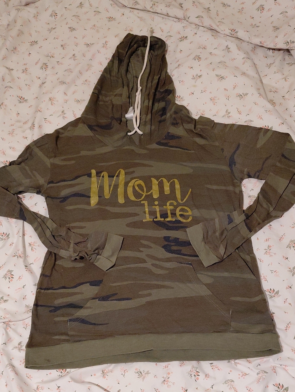 Mom Life Camo Hoodie - Olive Green Kids Top